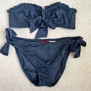 Betsey Johnson Grey Bandeau bikini set size small